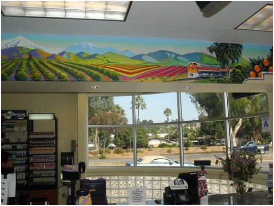 Art Mural Detail: New Mobile Gas Station Interior, Leucadia Ca. 2007<br />